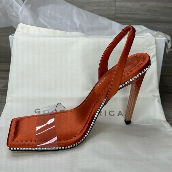 NIB Good American Orange Crush Rhinestone Ombré Spike Heels Size 5.5 - Picture 4 of 7